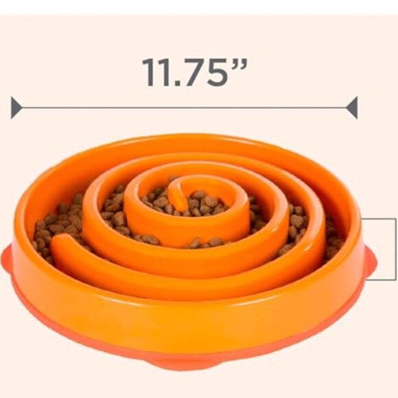 Outward Hound Fun Slow Feeder Dog Bowl 4 Cups Orange Spiral - Picture 2 of 7